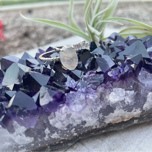 925 SS Raw Moonstone Stacking Ring Set - Picture 10 of 16